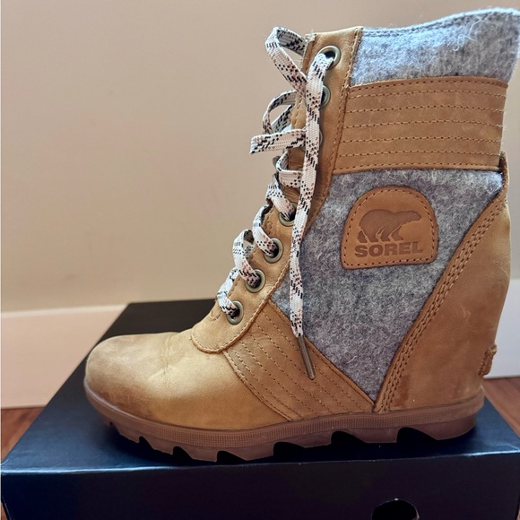 Sorel PDX Lace up Wedge Lexie Wedge Elk Tan Brown Grey 7.5 - Picture 6 of 12